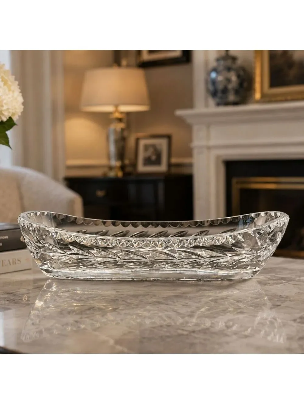 Vtg Waterford Crystal Lismore Olive Relish Celery Tray 10.5